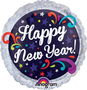 18 Inch Happy New Year Swirls Balloon