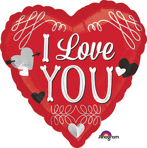 18 Inch I Love You Squiggles Balloon