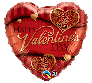 Happy Valentine's Day Golden Filigree Balloon