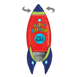 Blasting Birthday Rocket multi-sided Balloon
