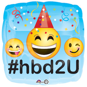 18 Inch Emoji Happy Birthday Balloon