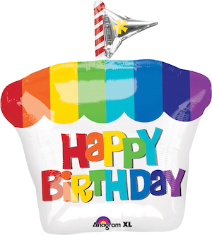Happy Birthday Rainbow Cupcake Balloon