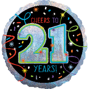 18 Inch Brilliant Birthday 21 Cheers Balloon