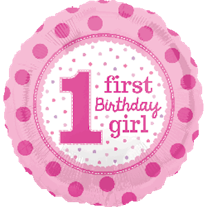 18 Inch 1st Birthday Girl Balloon