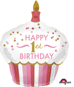1st Birthday Cupcake Girl Balloon