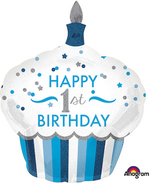 1st Birthday Cupcake Boy Balloon
