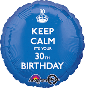 18 Inch Keep Calm 30th Birthday Balloon