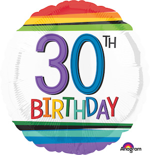18 Inch Rainbow Birthday 30 Balloon
