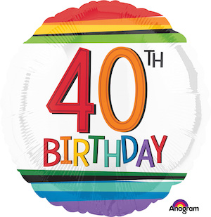 18 Inch Rainbow Birthday 40 Balloon