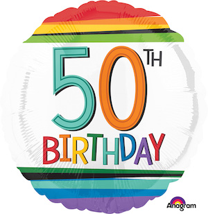 18 Inch Rainbow Birthday 50 Balloon