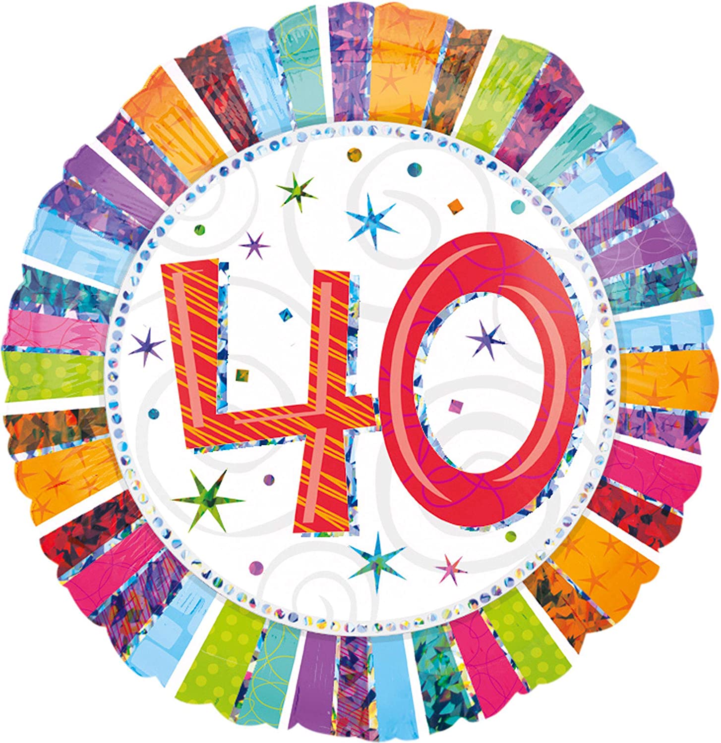 18 Inch Radiant Birthday 40 Holographic Balloon