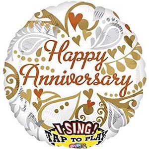 Silver & Gold Anniversary Singing Balloon