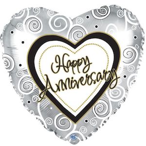 18 Inch Heart Swirls Happy Anniversary Balloon