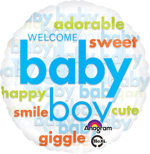 18 Inch Baby Boy Word Cloud Balloon