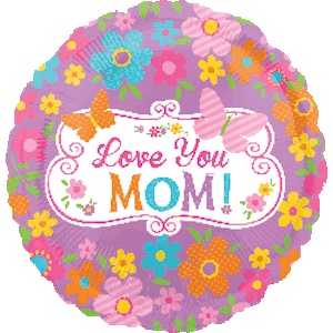 18 Inch Love Mom Flowers & Butterflies Balloon