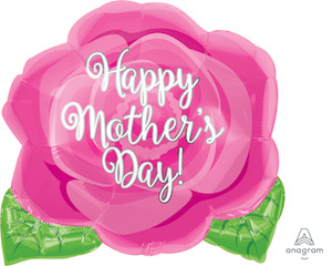 Happy Mother's Day Pink Rose Balloon Bouquet ( 5 Balloons )