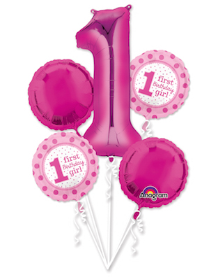 1st Birthday Girl Balloon Bouquet