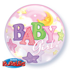 Baby Girl Moon & Stars Bubble Balloon
