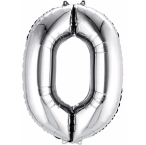 Silver Number 0 Balloon