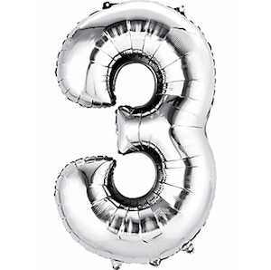 Silver Number 3 Balloon