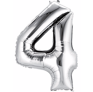 Silver Number 4 Balloon
