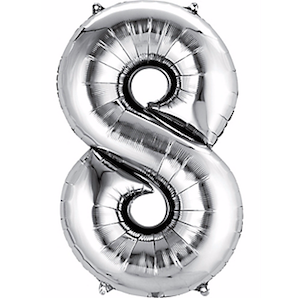 Silver Number 8 Balloon