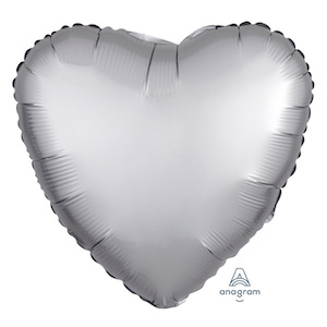 18 Inch Satin Luxe Platinum Heart Balloon