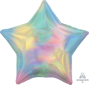 19 Inch Iridescent Pastel Rainbow Star Balloon
