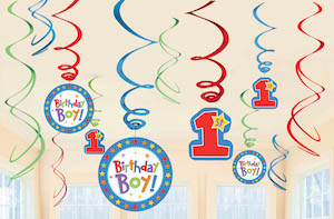 One-derful Boy Hanging Swirl Decorations