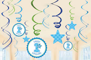 Sweet Little Cupcake Boy Hanging Swirl Decorations