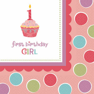Sweet Little Cupcake Girl Beverage Napkins