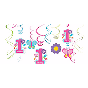 Sweet Birthday Girl 1st Birthday Hanging Swirl Decorations