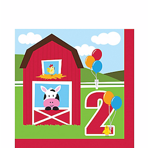 Barnyard Bash 2nd Birthday Lunch Napkins 