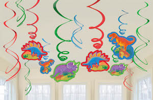 Prehistoric Dinosaur Hanging Swirl Decorations
