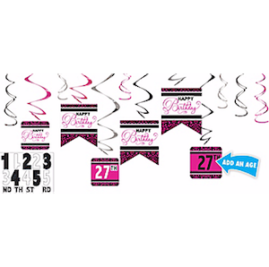 Black & Pink Hanging Swirls Decoration