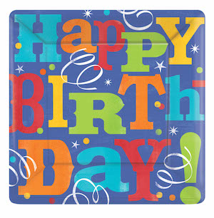 Birthday Fever Square Dessert Plates