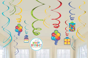 Birthday Fever Hanging Swirl Decorations
