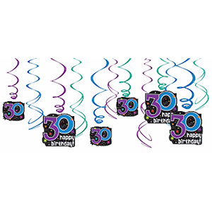 The Party Continues 30th Value Pack Hanging Swirls Decoration - 30 pieces