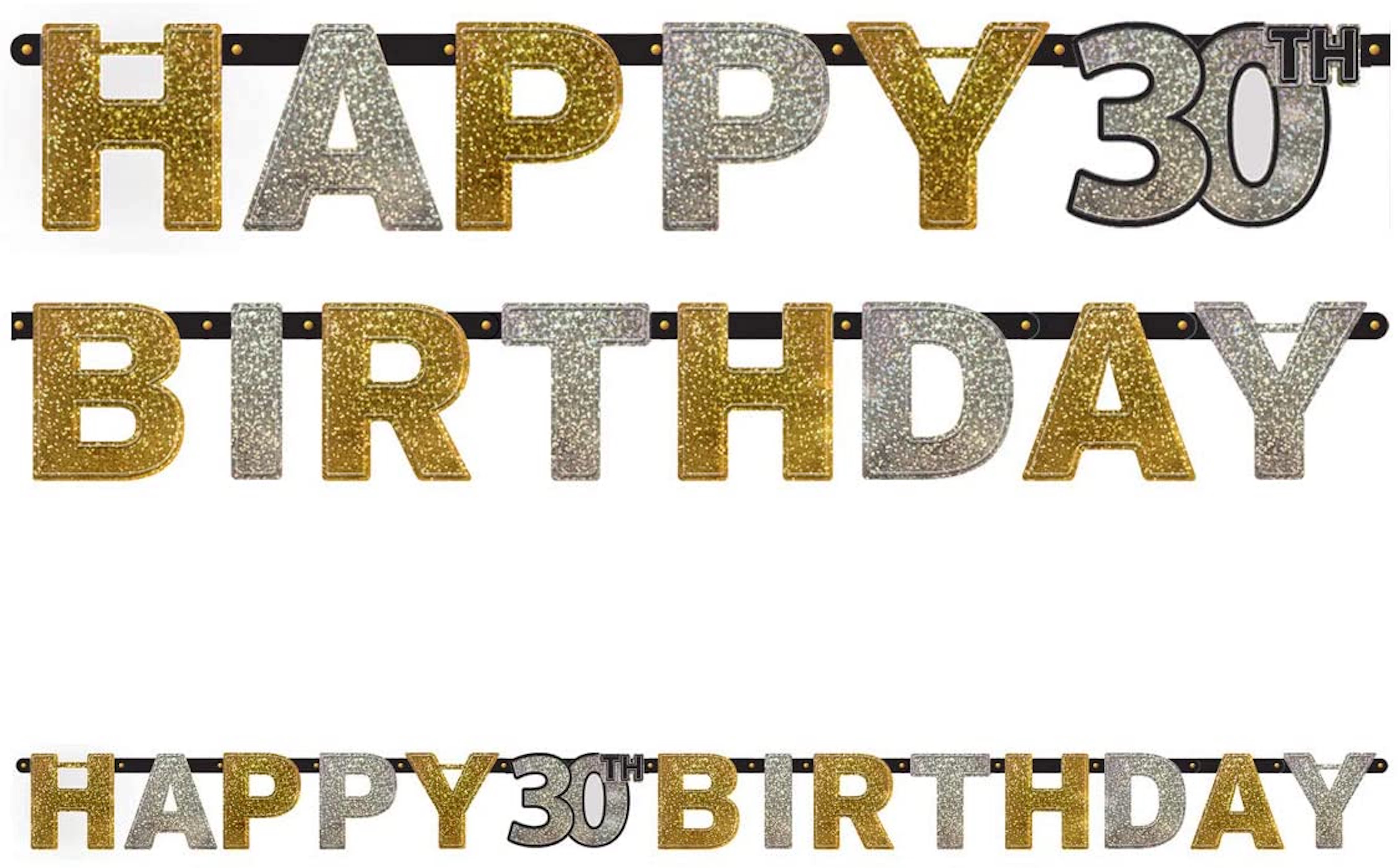 Sparkling Celebration Age 30 Prismatic Letter Banner
