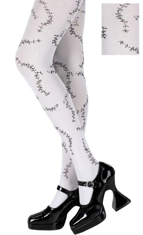 Stitched White Pantyhose for Adults