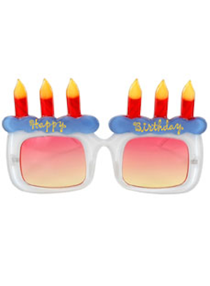 Happy Birthday White with Pink to Yellow Glasses