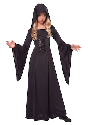 Girls Black Hooded Robe Costume