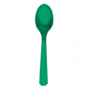 Festive Green Plastic Spoons