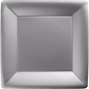 Silver Square Paper Dinner Plates