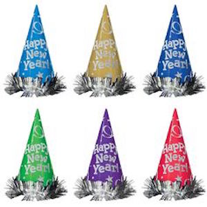 New Year's Party Metallic Glitter ConeÂ­ Hats 