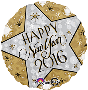 18 Inch Gold and Glitzy 2016 Balloon