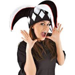 Court Jester Black, White and Red Hat